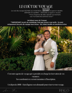 Tarifs du voyage pour la formation en photographie de mariage