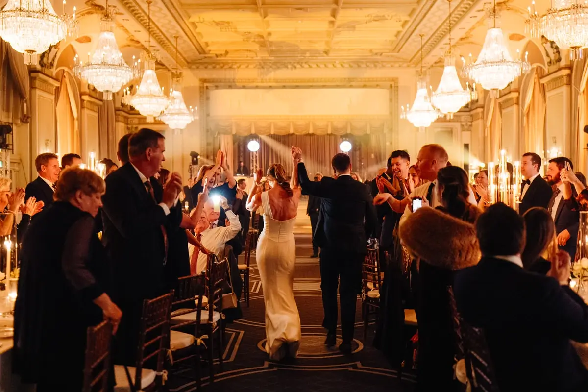 Entrance of the Bride and groom in the Chateau Frontenac's ballroom