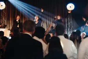 Band playing at a wedding in the Chateau Frontenac's ballroom