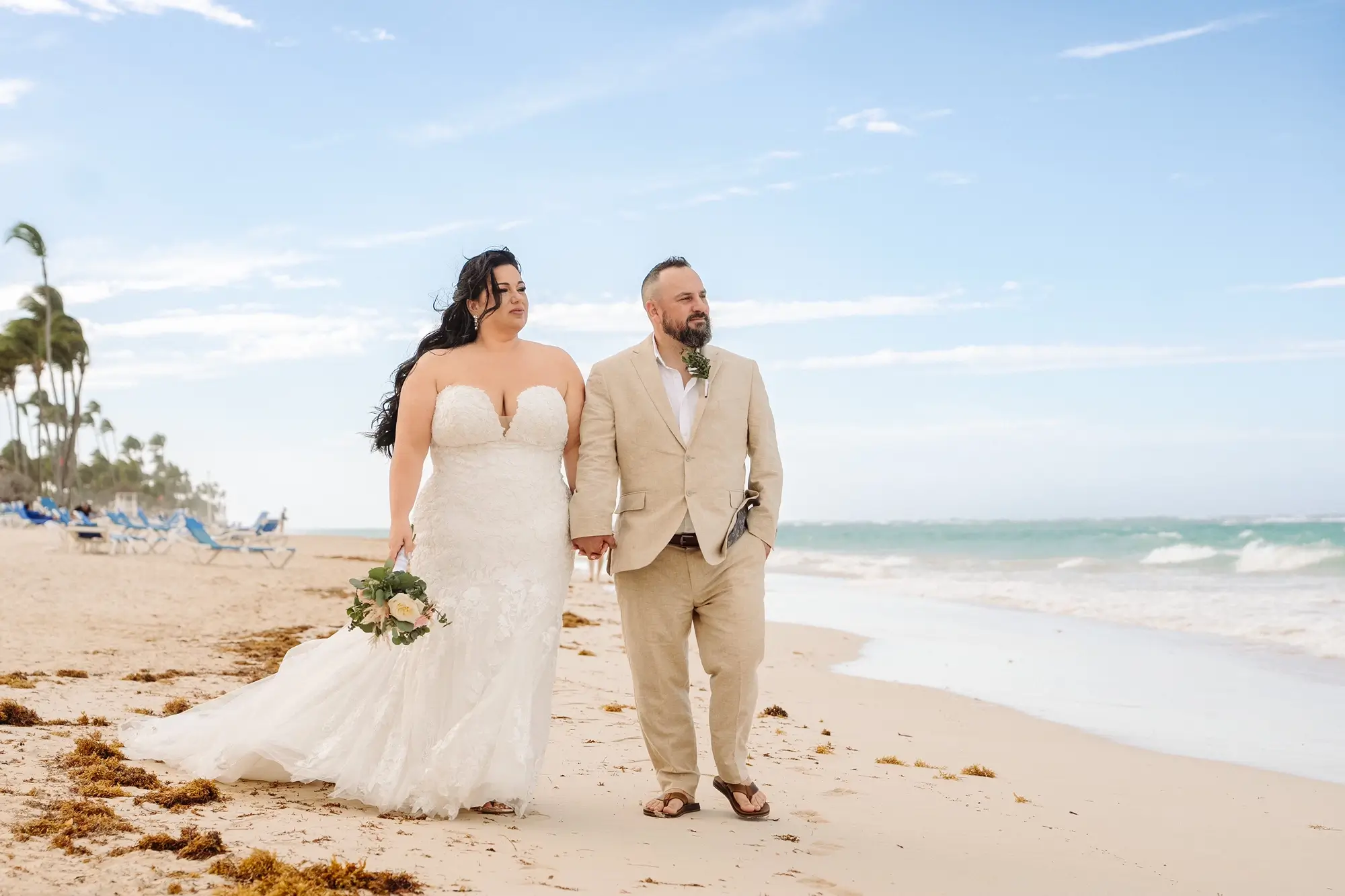 Bride and groom on the beach at Bahia Principe Explore Punta Cana