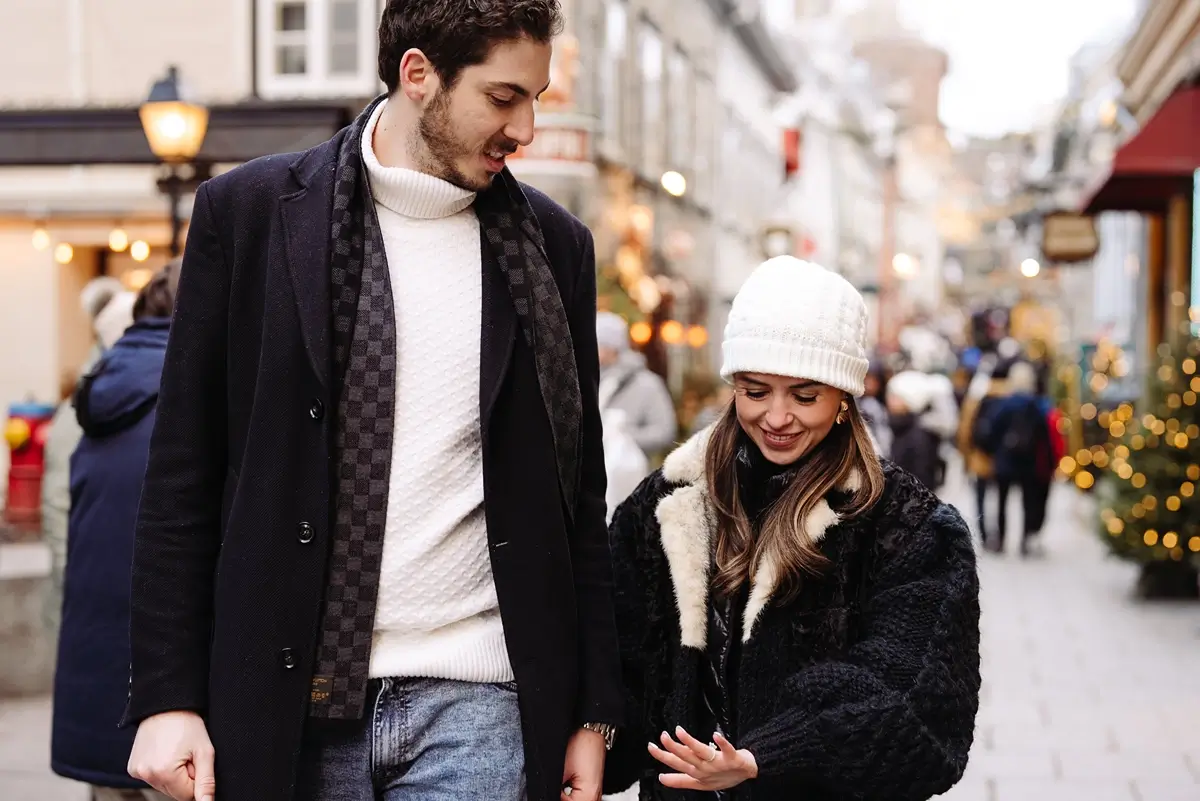 Christmas vibe with newly engaged couple.