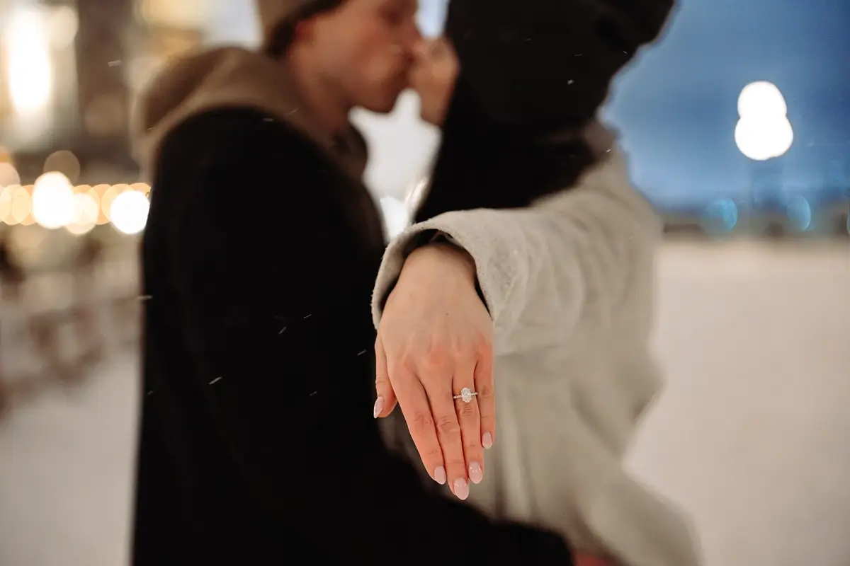 Engagement ring on Dufferin Terrace worn by a fiance.