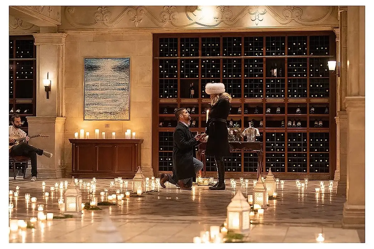 Surprise proposal in the Cellar at the Fairmont Chateau Frotenac