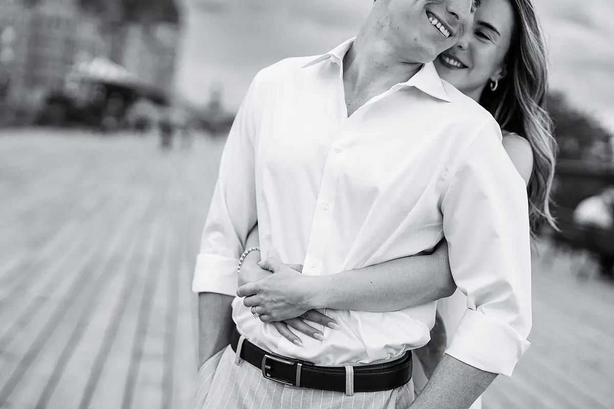Newly engage couple on the Dufferin Terrasse